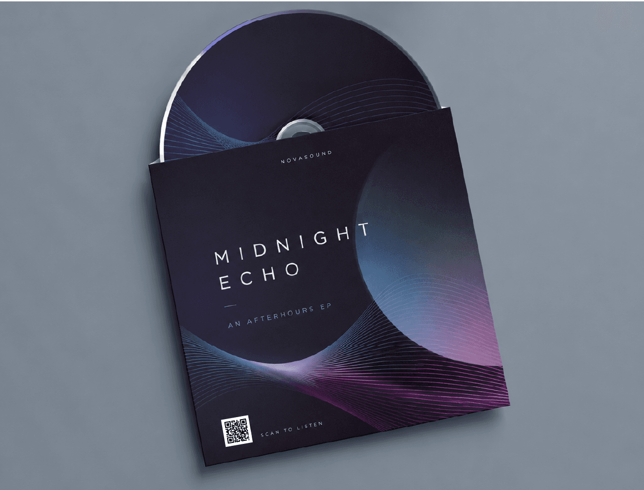 An album sleeve and disc with a scan-to-listen QR code